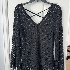 Monteau Black Lace Detail Top